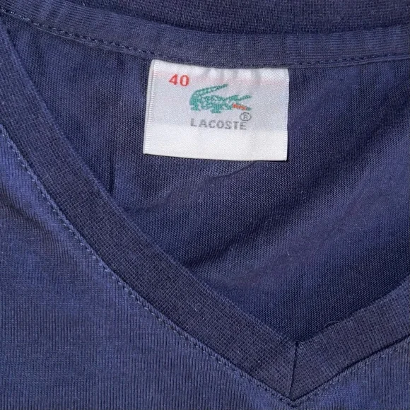 Lacoste Women's Navy Blue Short Sleeve Knit Shirt Sz XS - Picture 4 of 5